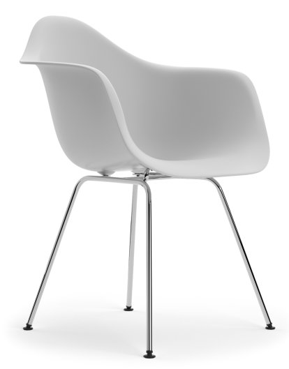 Eames Plastic Armchair DAX, Coton blanc, Sans rembourrage, Sans rembourrage, Version standard - 43 cm, Chromé