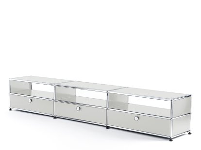 Meuble Hi-Fi bas Lowboard USM Haller, Gris clair RAL 7035