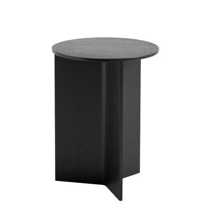 Table Slit Bois, H 47 x Ø 35 cm, Laqué noir