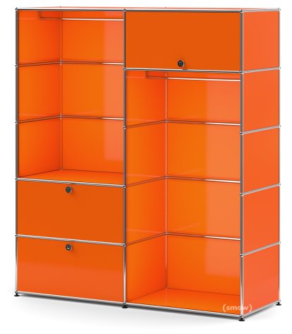 Penderie USM Haller L avec 2 tringles, Orange pur RAL 2004