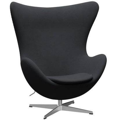 Fauteuil Egg (Oeuf), Christianshavn, Christianshavn 1174 - Gris foncé, Aluminium satiné et poli, Sans repose-pied