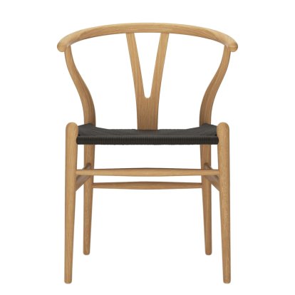 CH24 Wishbone Chair, Chêne huilé, Paillage noir