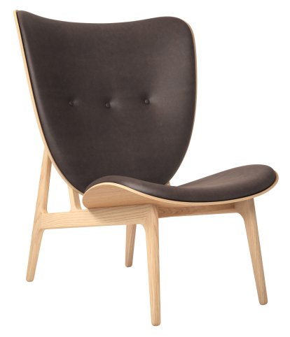 Fauteuil Éléphant, Cuir Dunes marron foncé, Chêne naturel