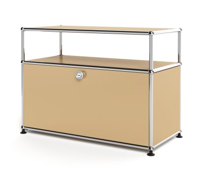 Meuble bas Lowboard M USM Haller avec rehausse, personnalisable, Beige USM, Avec  porte abattante, Sans passe-câbles