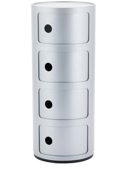 Componibili 4 tiroirs rond, Argent 
