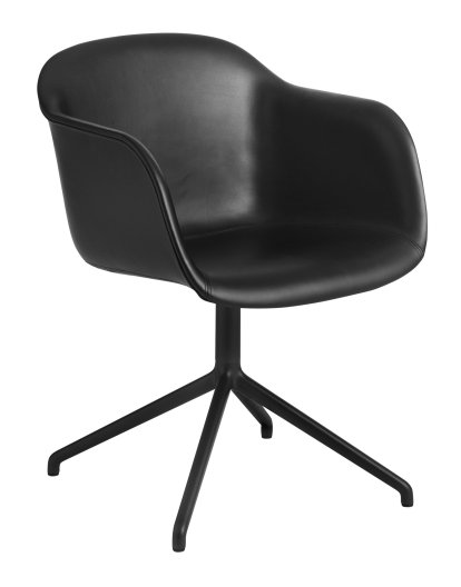 Fauteuil Fiber Swivel, Cuir noir