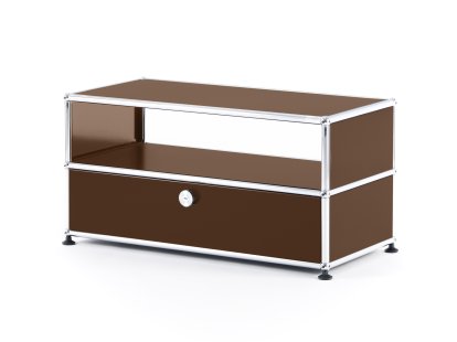 Meuble bas Lowboard TV USM Haller avec porte coulissante, Marron USM