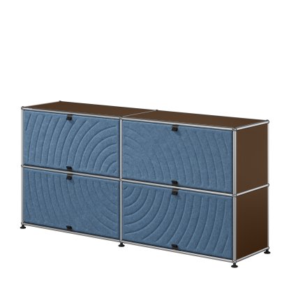 Buffet USM Haller L avec USM Soft Panels, rond, Marron USM, Bleu