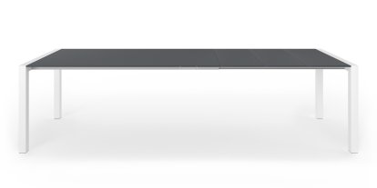 Table extensible Sushi, Fenix gris Bromo avec bord de même couleur, L 177-288 x l 90 cm, Aluminium laqué blanc