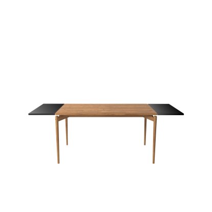Table PUREdinner, 140 x 85 cm, Chêne huilé  , Avec 2 panneaux d'extension MDF noir (L 140-240 cm)