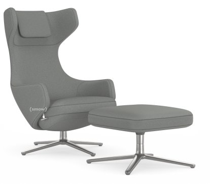 Fauteuil Grand Repos, Fauteuil Grand Repos & Ottoman, Tissu Cosy 2 Gris galet, 45 cm, Poli