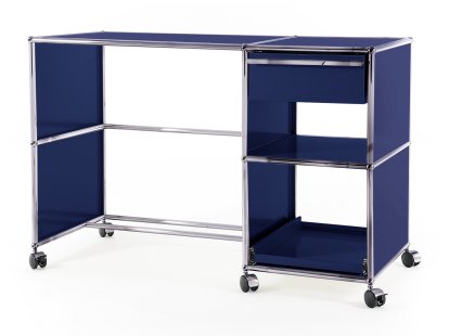 Bureau USM Haller à roulettes Type 2, Bleu acier RAL 5011