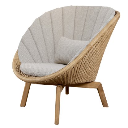 Fauteuil lounge Peacock, Large flat Weave - Natural, Rise - Sable du désert