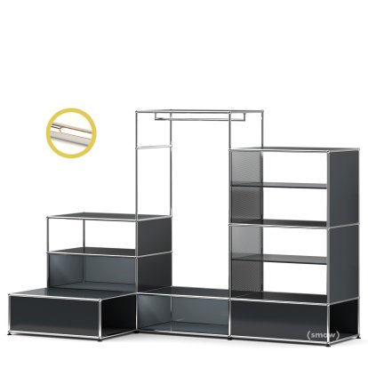 Penderie-présentoir USM Haller XL avec éclairage, Anthracite RAL 7016