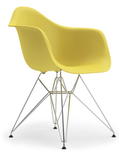 Eames Plastic Armchair RE DAR, Citron, Sans rembourrage, Sans rembourrage, Version standard - 43 cm, Chromé
