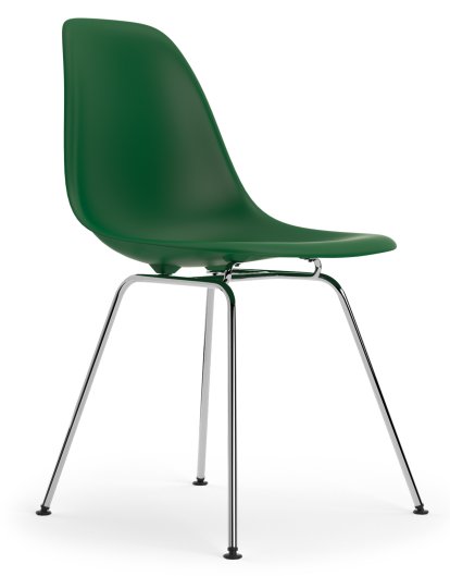 Eames Plastic Side Chair RE DSX, Vert émeraude, Sans rembourrage, Sans rembourrage, Version standard - 43 cm, Chromé