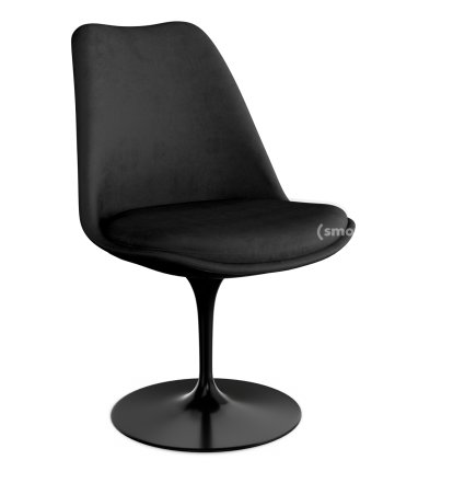 Chaise Tulip Saarinen, Statique, Coque et coussin d'assise rembourré, Noir, Black (Eva 138)