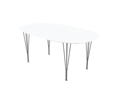 Table Superellipse, 170 x 100 cm, Stratifié blanc avec bord aluminium