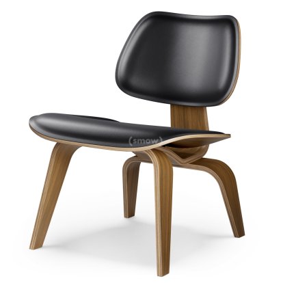 Fauteuil LCW / LCW Leather, Noyer pigmenté noir, assise cuir nero