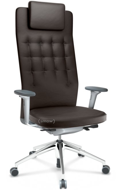 ID Trim L, Mécanisme Flowmotion sans réglage de la profondeur d'assise, Avec accotoirs 3D, Soft grey, Cuir marron, Durs pour tapis