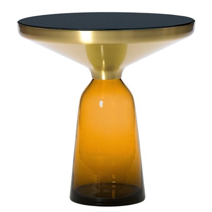 Table d'appoint Bell, Laiton laqué clair, Orange ambre