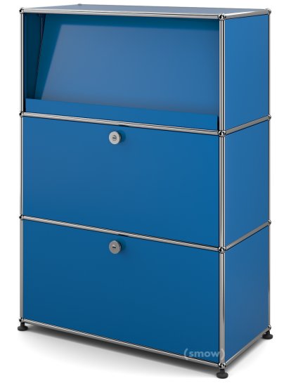 Meuble haut Highboard M USM Haller avec présentoir incliné, Bleu gentiane RAL 5010