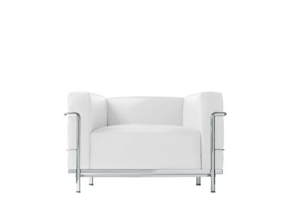3 Fauteuil Grand Confort, grand modèle, Chromé, Cuir Scozia, Blanc