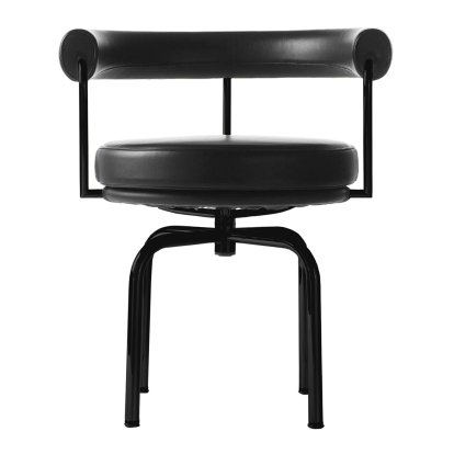 7 Fauteuil tournant, Laqué noir mat, Cuir Scozia, Noir graphite