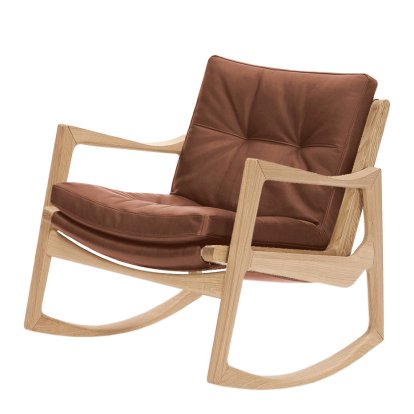 Euvira Rocking Chair Soft, Chêne naturel, Cuir Classic cognac