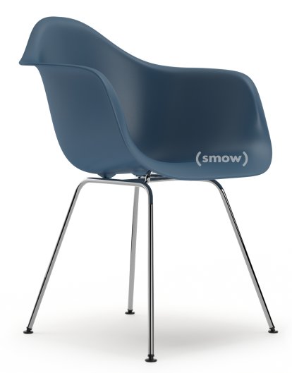 Eames Plastic Armchair RE DAX, Bleu océan, Sans rembourrage, Sans rembourrage, Version standard - 43 cm, Chromé