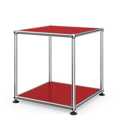 Table d'appoint 35 USM Haller, Panneaux inférieur et supérieur en métal, Rouge rubis USM