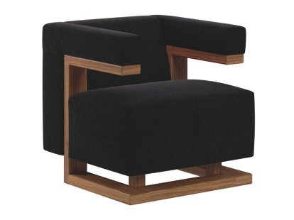 Fauteuil Gropius F51, Hallingdal, Tissu Hallingdal 180 - anthracite , Noyer