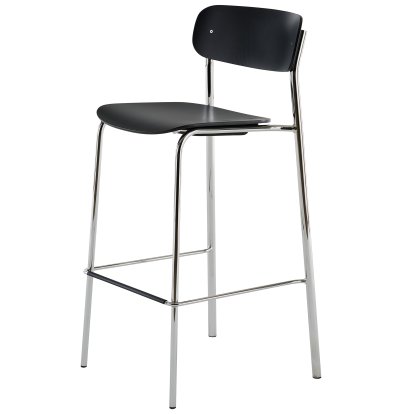 S 243 H Tabouret de bar, Chrome, Hêtre teinté noir (TP 29)
