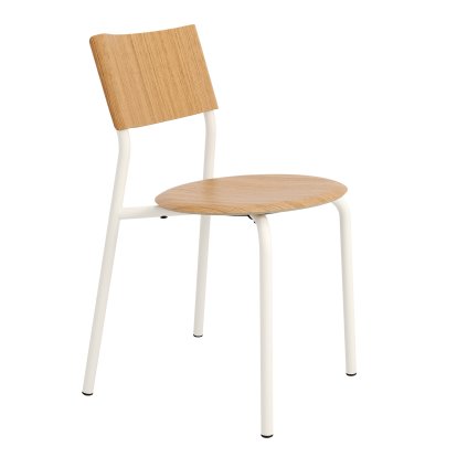 Chaise SSD, métal/bois, Chêne, Blanc crème
