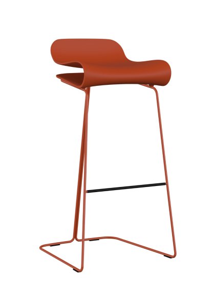 Tabouret de bar BCN, Rouge corail, Acier, couleur de la coque, Version bar: 76 cm