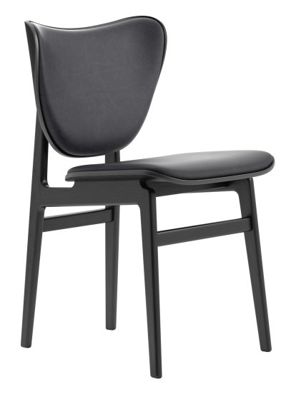 Elephant Dining Chair, Chêne laqué noir, Cuir Dunes anthracite 