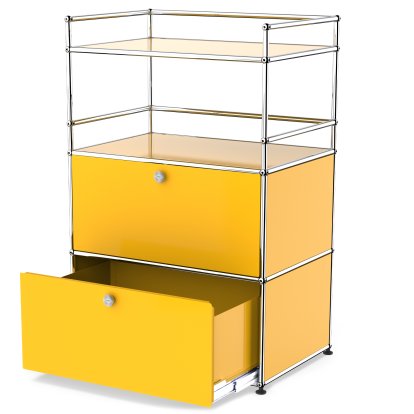USM Haller meuble mini-bar , Jaune or RAL 1004, Avec porte abattante et porte coulissante (incl. cadre métallique)