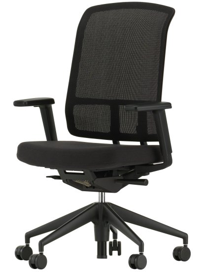 AM Chair, Noir, Nero, Avec accotoirs 2D, Piètement noir profond, Souples pour sols durs