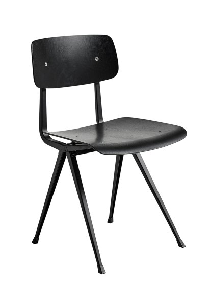 Result Chair, Chêne laqué noir, Acier thermolaqué noir