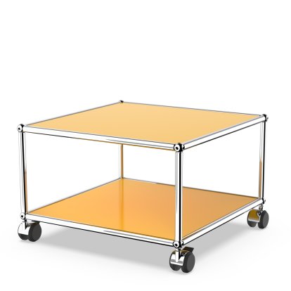 USM Haller table d'appoint avec roulettes, Jaune or RAL 1004, Durs pour tapis