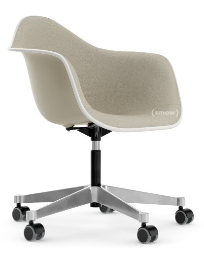 Eames Plastic Armchair RE PACC, Galet, Rembourrage intégral, Gris chaud / ivoire