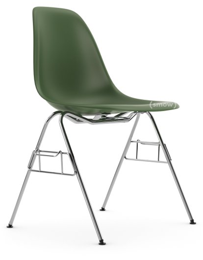 Eames Plastic Side Chair DSS / DSS-N, Forêt, Sans rembourrage, Sans rembourrage, Avec liaison de rangée (DSS)