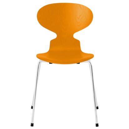 Chaise Fourmi (Ant), Frêne coloré, Jaune brûlé, Chromé