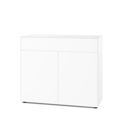 Nex Pur Box 2.0 avec tiroirs et portes, 48 cm, H 100 cm x B 120 cm (avec porte double et tiroir), Blanc