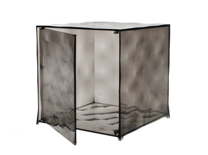 Table d'appoint Optic, Avec portes, Transparent, Fumé