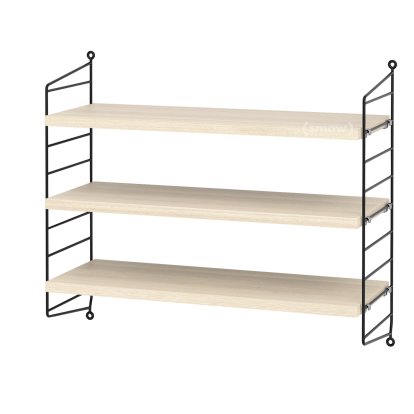 Étagère murale S String, 20 cm, Noir, Placage frêne  