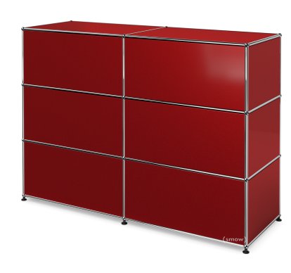 Comptoir d’accueil USM Haller version 1, Rouge rubis USM, 150 cm (2 éléments), 50 cm