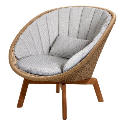 Fauteuil lounge Peacock, Large flat Weave - Natural, Focus - Gris clair