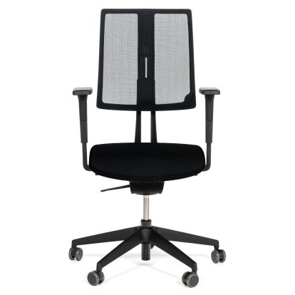 Chaise de bureau pivotante Equo, Noir, Filet, Xtreme Plus (PG0), Noir YS009, C30 KST avec réglage de la profondeur d'assise, Standard 100 mm, Avec accoudoirs, Avec roulettes souples