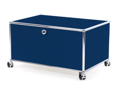 Caisson imprimante USM Haller, 75 cm, Bleu acier RAL 5011, Avec roulettes